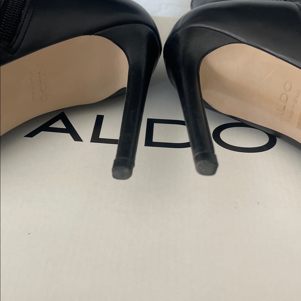 ALDO MYRONA BOOTS Black Leather Pointed Tor Side Zipper Stiletto Heel Size 8.5 - Picture 12 of 16